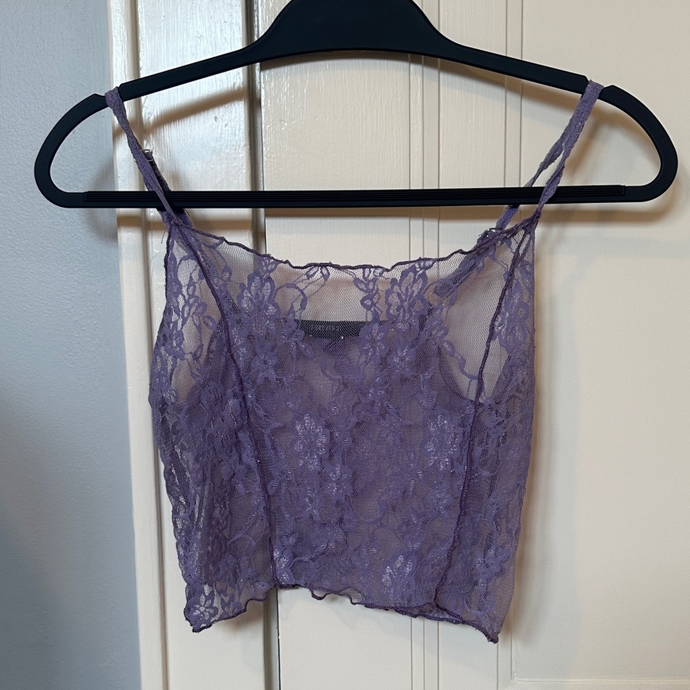 Forever 21 Lavender Mesh Lace Top